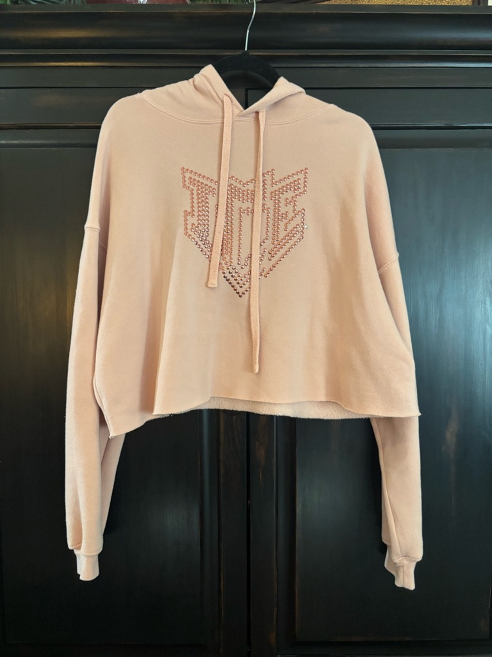 ICE Allstars Cropped Pink Hooded Sweatshirt with Studded Logo